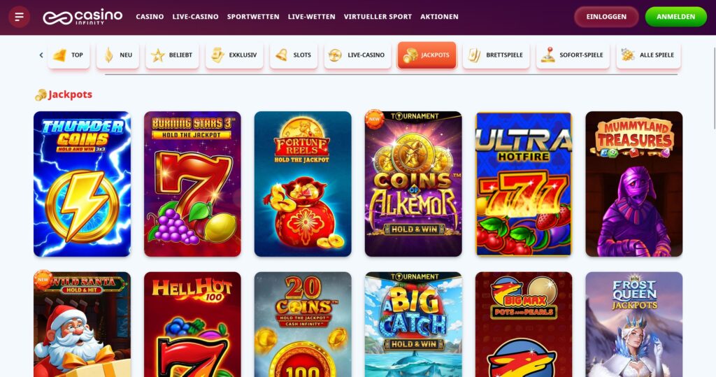 casino infinity jackpots