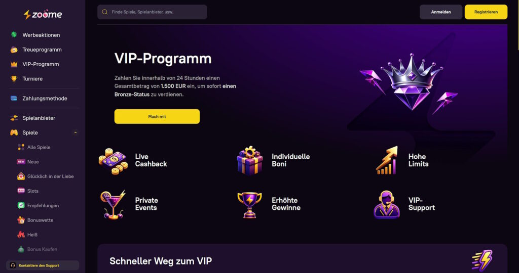 zoome casino VIP Programm